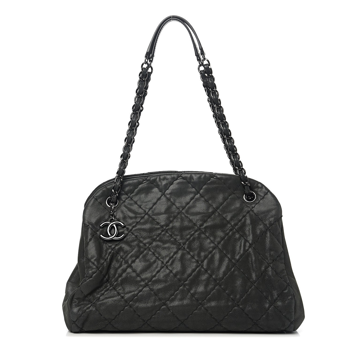 Chanel Iridescent Calfskin Quilted Large Just Mademoiselle Dark Grey 1 of 8