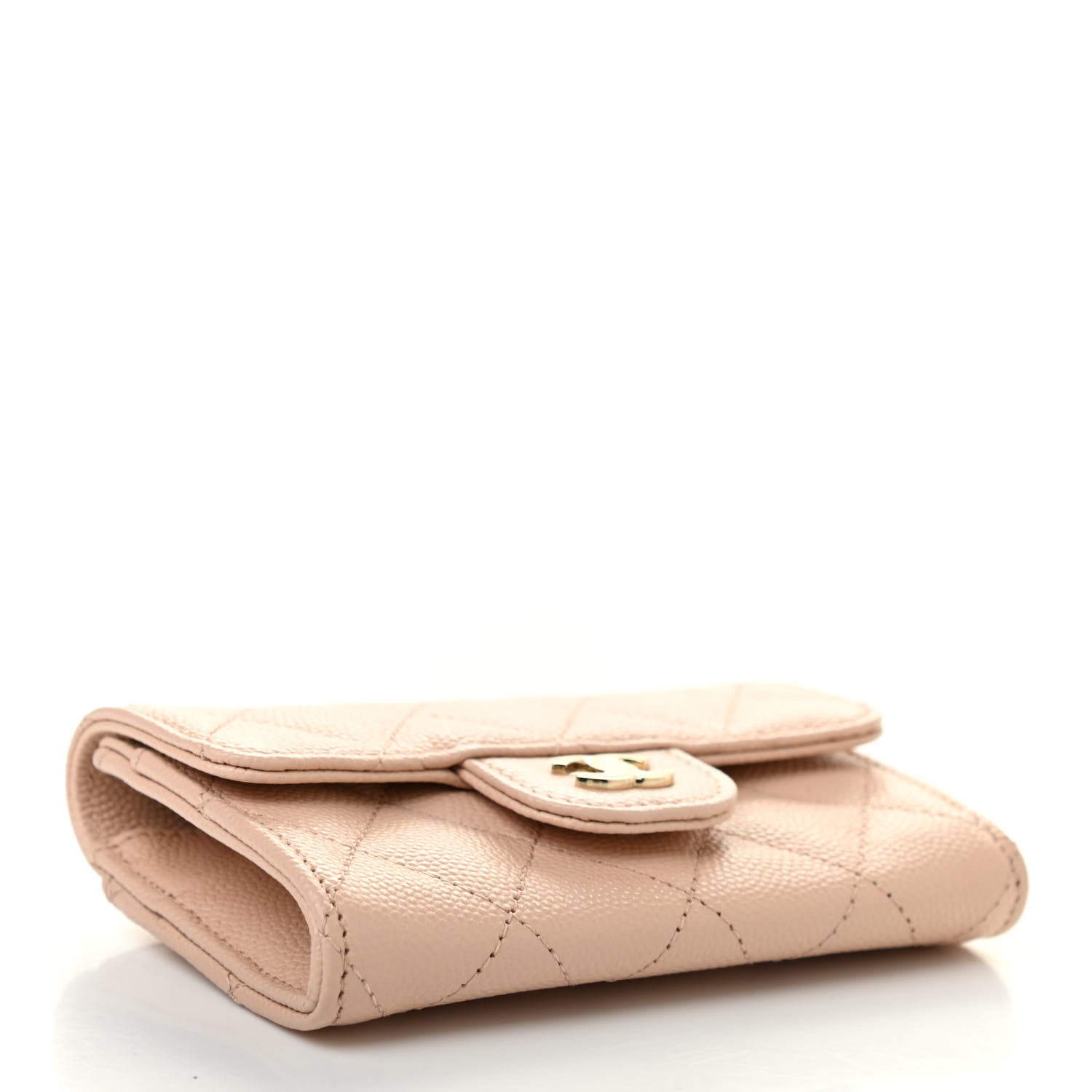 Chanel Caviar Quilted Flap Card Holder Wallet Beige 4 of 8