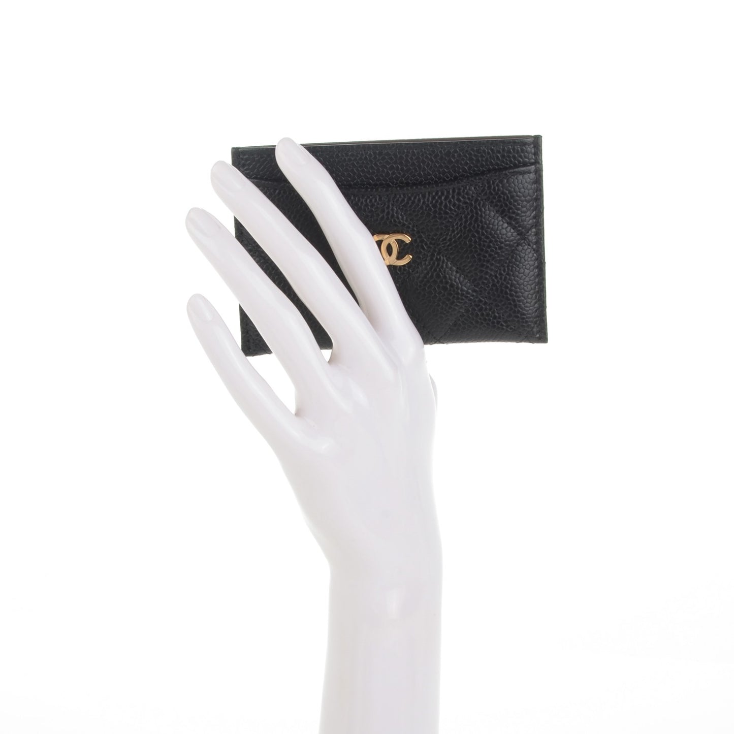 Caviar Quilted Card Holder Black