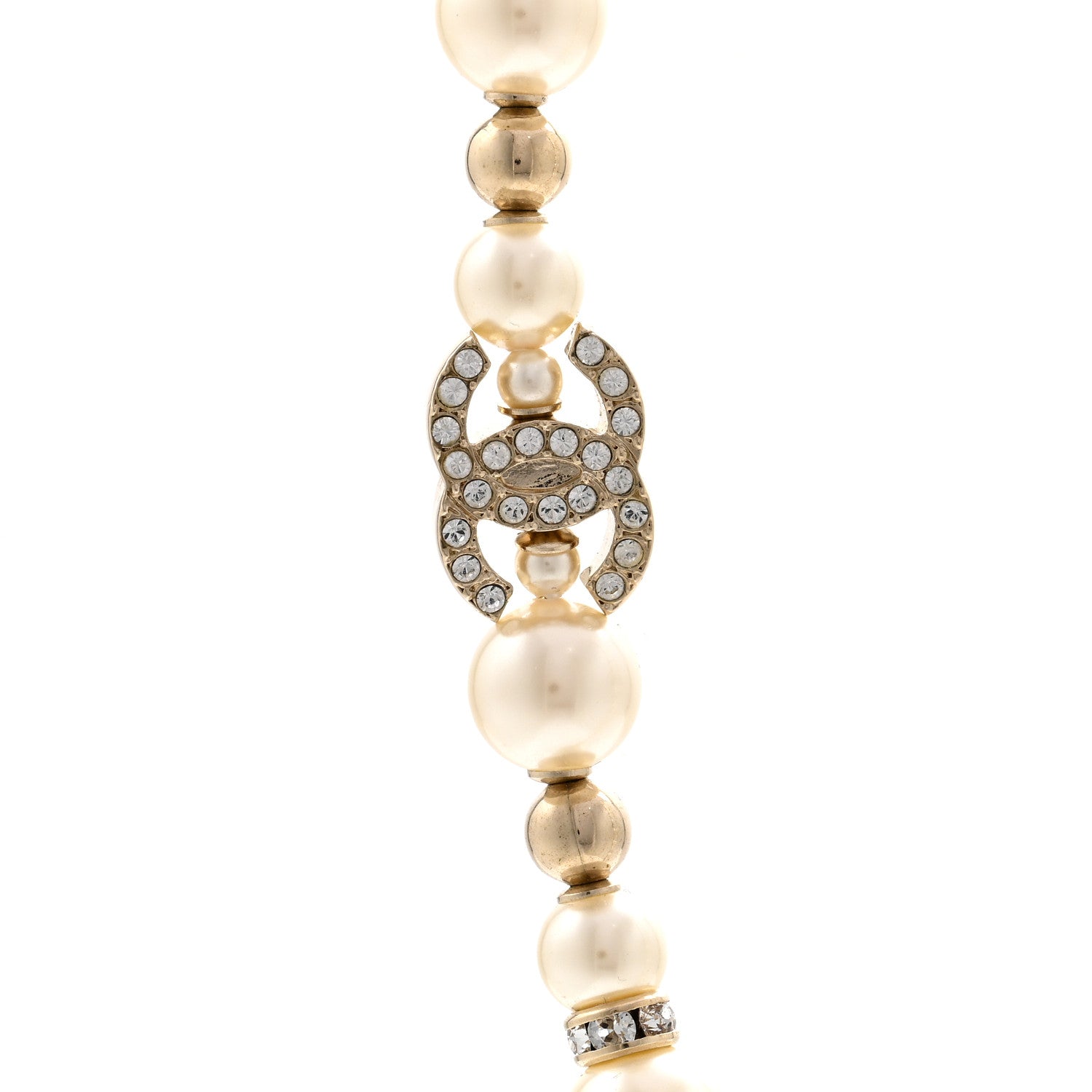Chanel Metal Crystal Pearl CC Star Short Pendant Necklace Gold 4 of 6