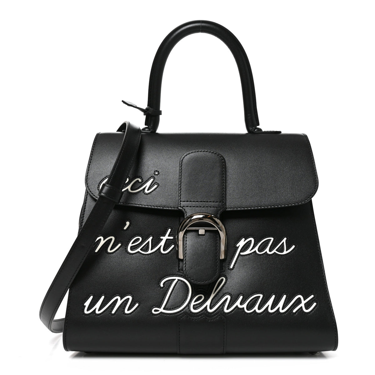 Box Calfskin L'Humour MM Brillant Satchel Black