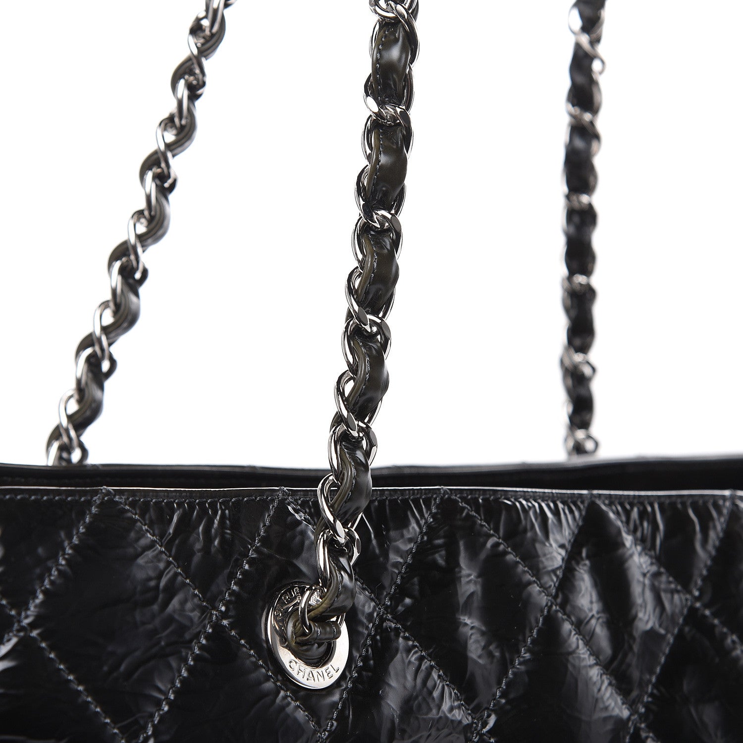 Chanel Aged Glazed Nylon Quilted Shopping Tote Dark Grey 19 of 23