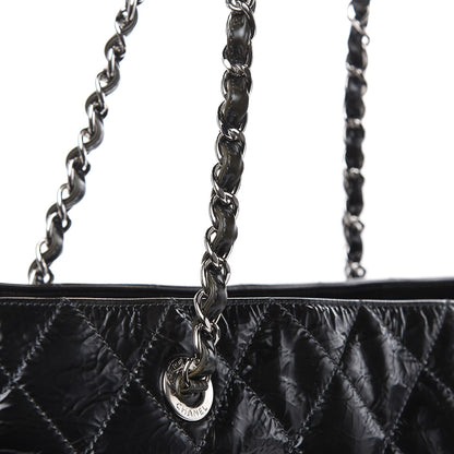 Chanel Aged Glazed Nylon Quilted Shopping Tote Dark Grey 19 of 23