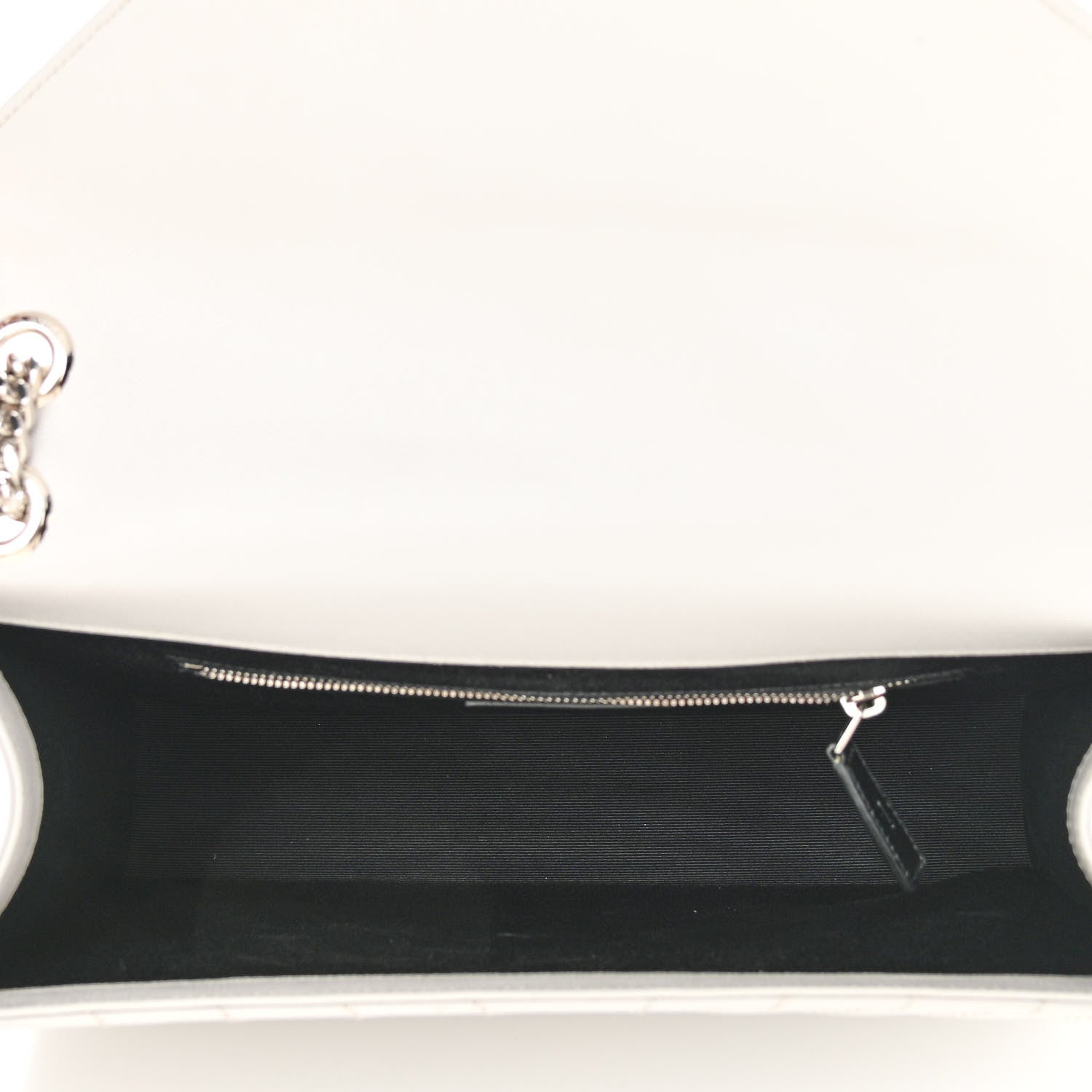 Saint Laurent Grain De Poudre Matelasse Chevron Large Monogram Satchel Light Grey 4 of 11