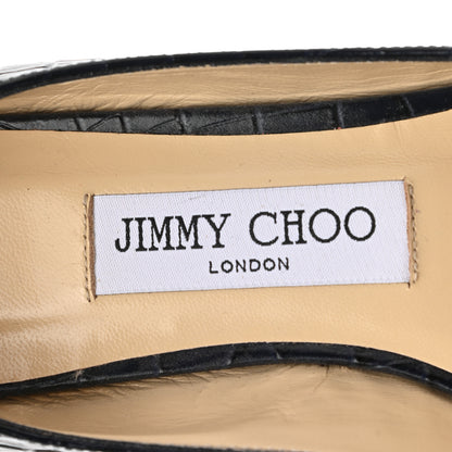 Jimmy Choo Crocodile Embossed Calfskin Mirele Ballet Flat 35 Navy Blue 7 of 7