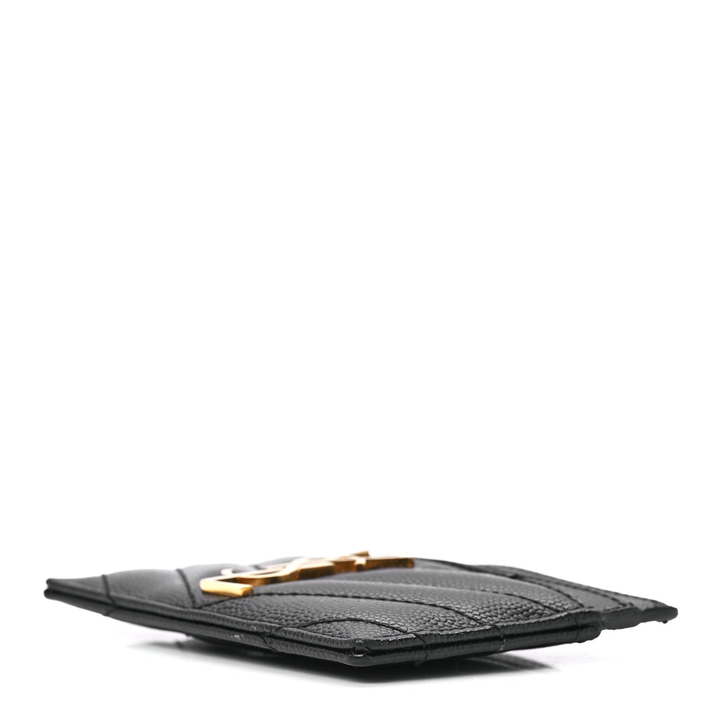 Grain De Poudre Matelasse Chevron Monogram Credit Card Case Black