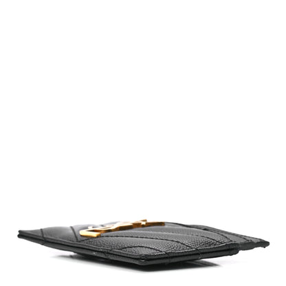 Saint Laurent Grain De Poudre Matelasse Chevron Monogram Credit Card Case Black 9 of 12