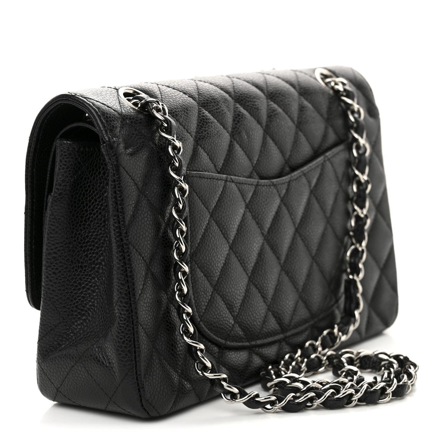 Caviar Quilted Medium Double Flap Black