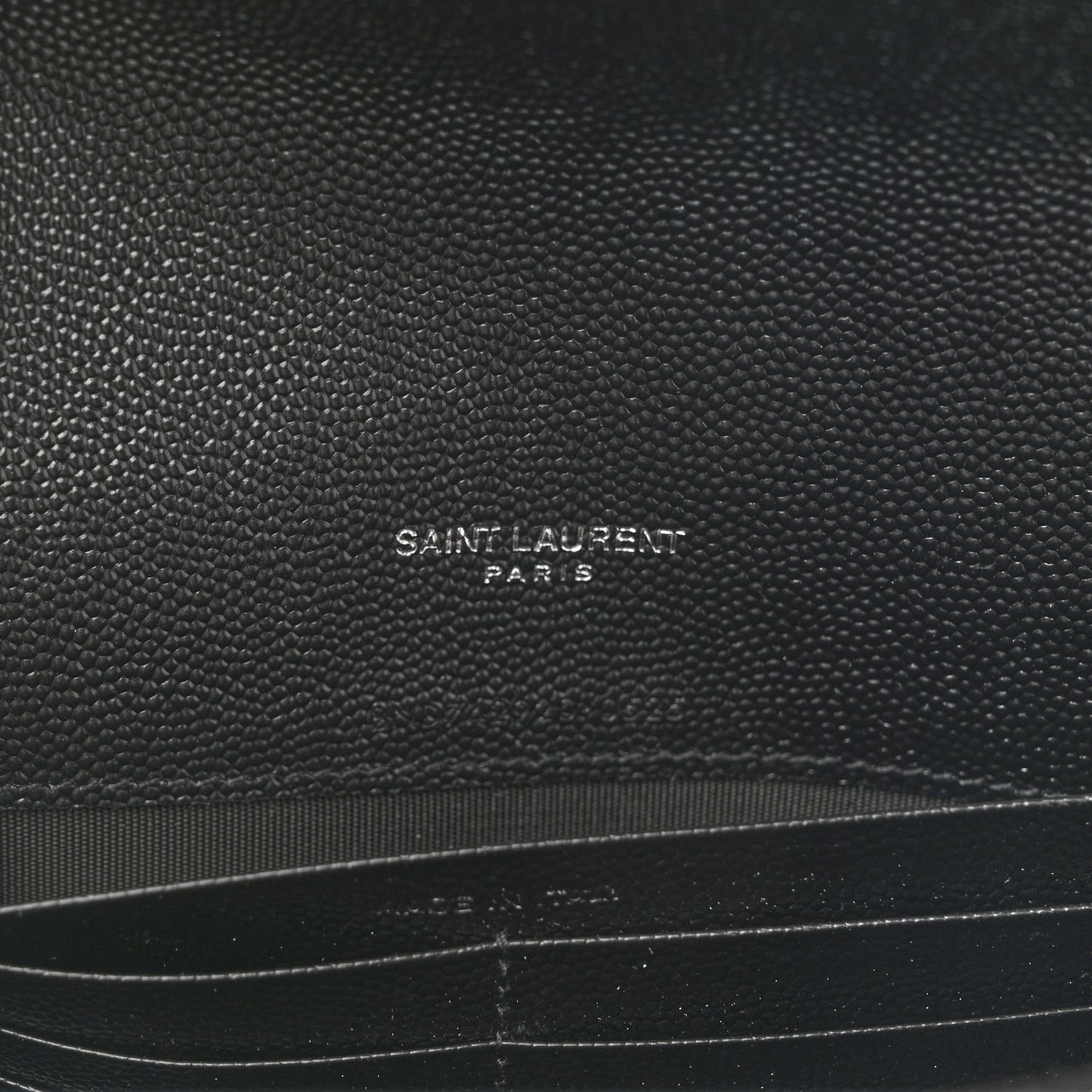 Grain De Poudre Matelasse Chevron Monogram Envelope Chain Wallet Black
