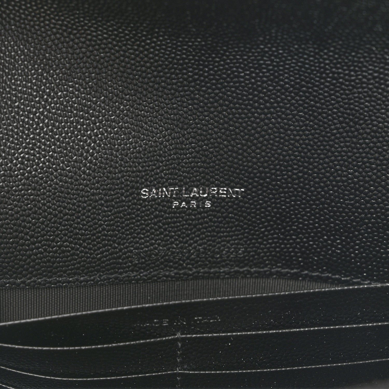 Saint Laurent Grain De Poudre Matelasse Chevron Monogram Envelope Chain Wallet Black 6 of 9