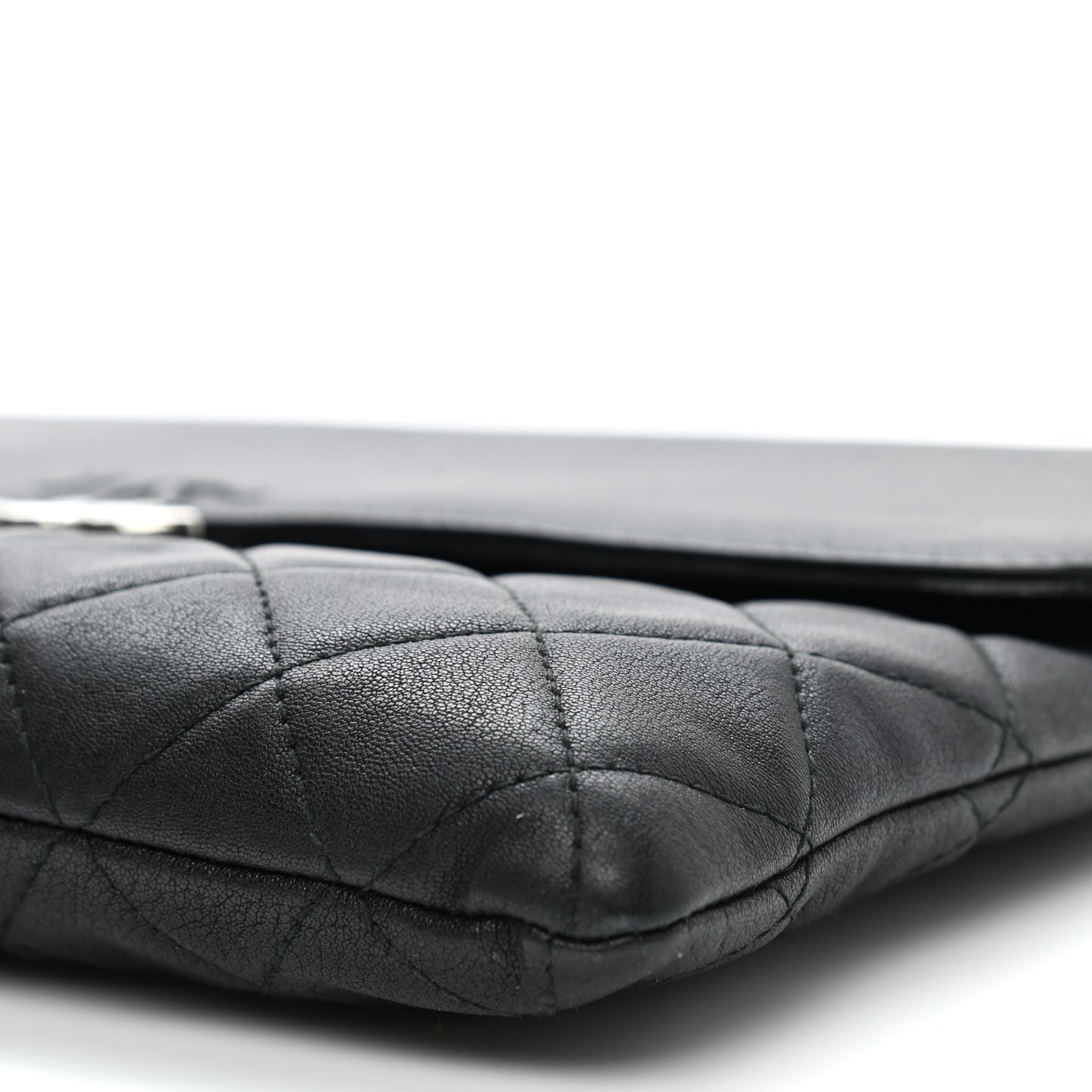 Goatskin Quilted CC Box Pouch Black