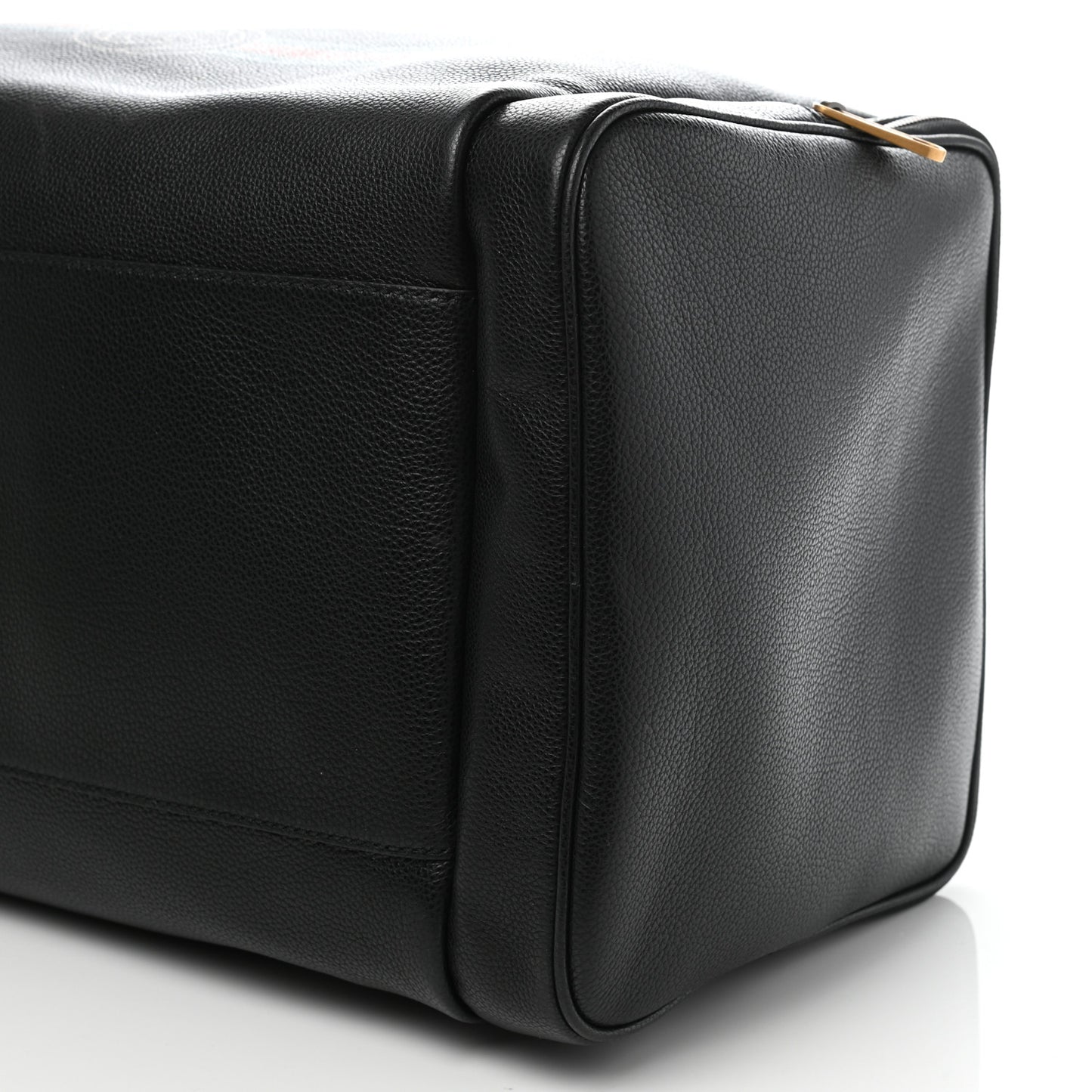 Grained Calfskin Logo Duffle Bag Black