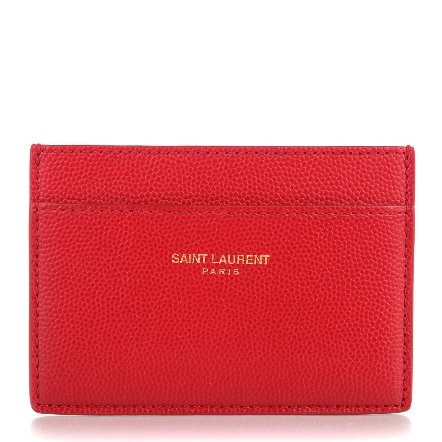 Saint Laurent Grain De Poudre Card Case Red 1 of 7