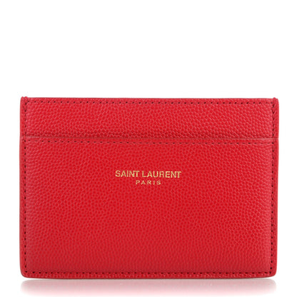 Saint Laurent Grain De Poudre Card Case Red 1 of 7