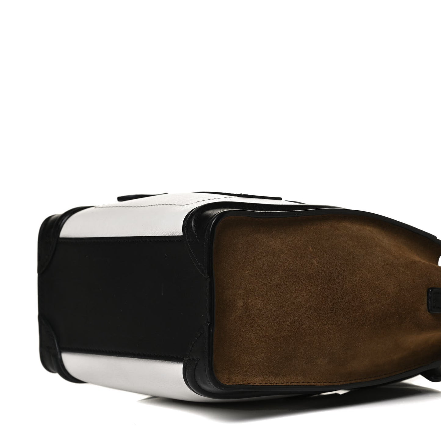 Smooth Calfskin Suede Nano Tri-Color Luggage White