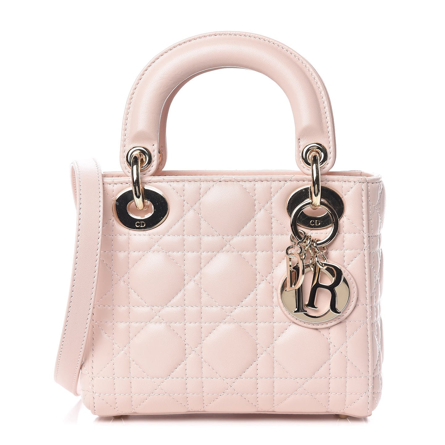 Lambskin Cannage Mini Lady Dior Rose Poudre