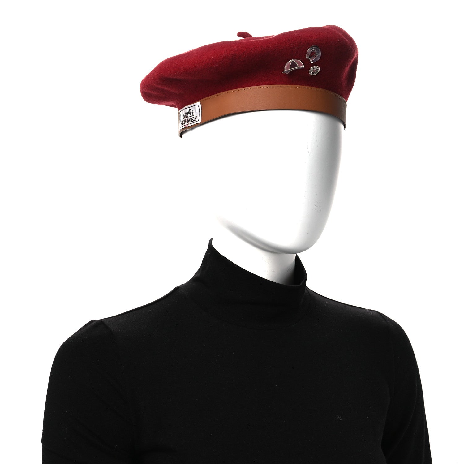 Hermes Merino Wool Bonnie Sailor Beret 59 Rouge Rubis 2 of 9