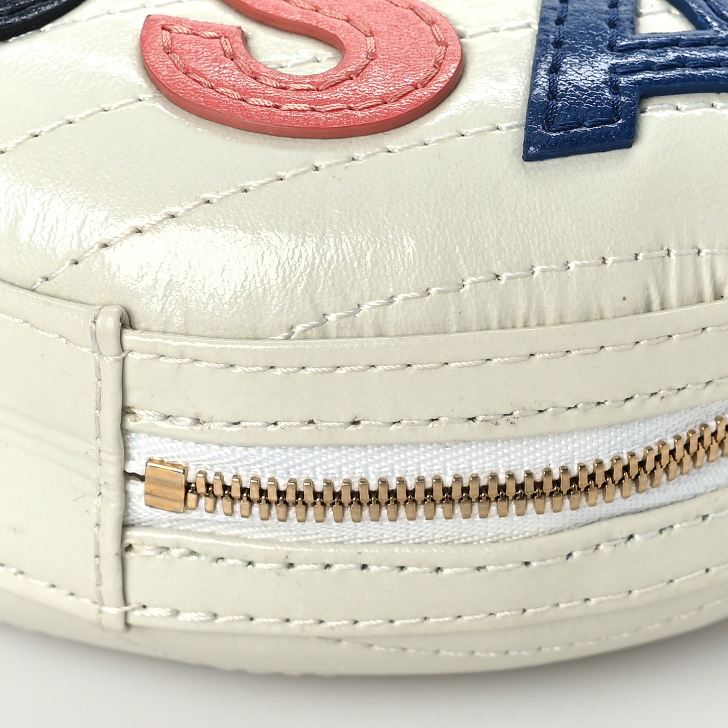 Embroidered Lambskin Chevron Quilted La Pausa Evening Bag White