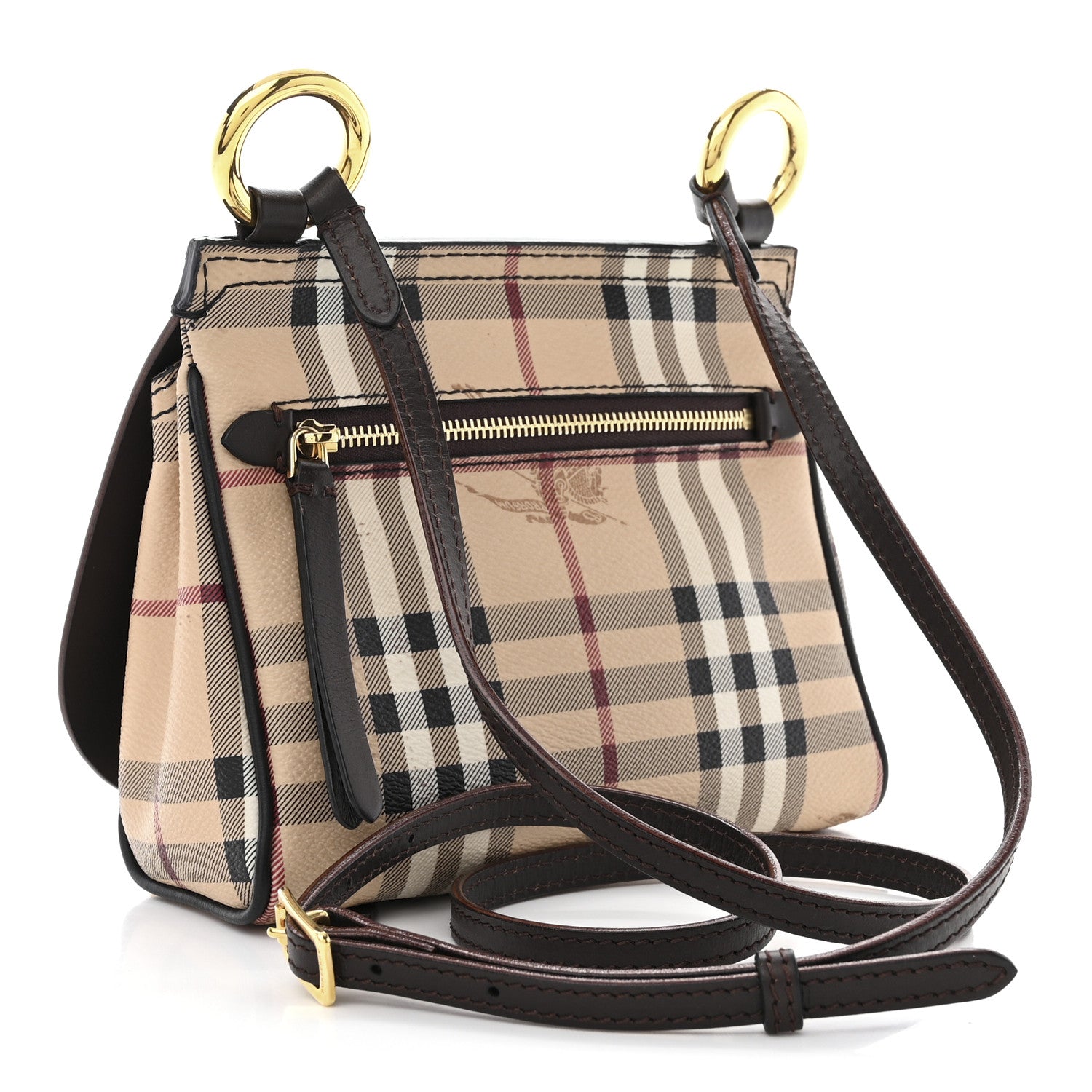 Burberry Haymarket Check Baby Bridle Saddle Bag Dark Clove Brown 3 of 17