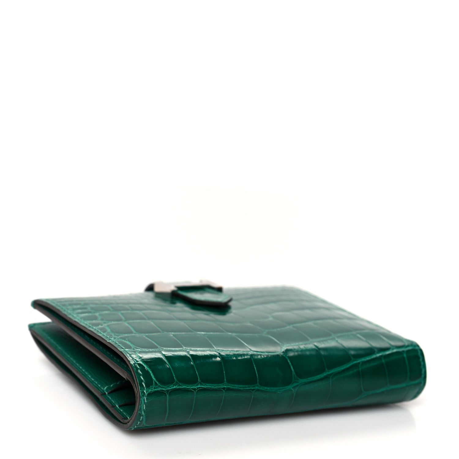 Hermes Shiny Alligator Bearn Compact Wallet Vert Emeraude 4 of 8
