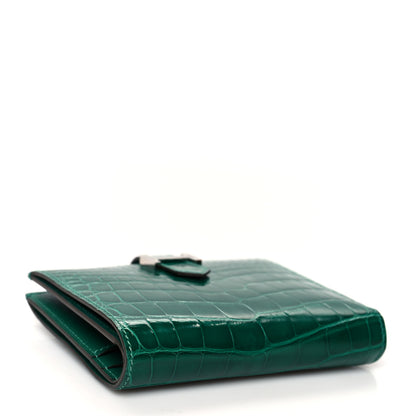 Hermes Shiny Alligator Bearn Compact Wallet Vert Emeraude 4 of 8