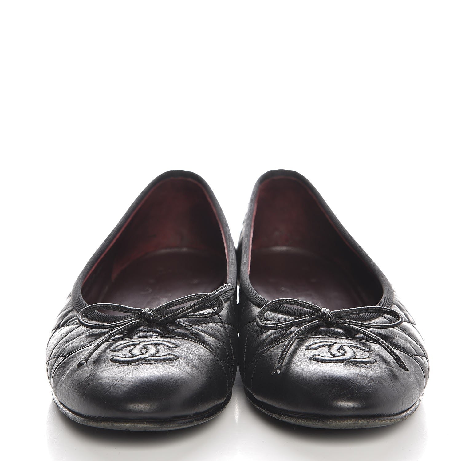 Chanel Aged Calfskin Quilted Cap Toe Ballerina Flats 37 Black 2 of 11