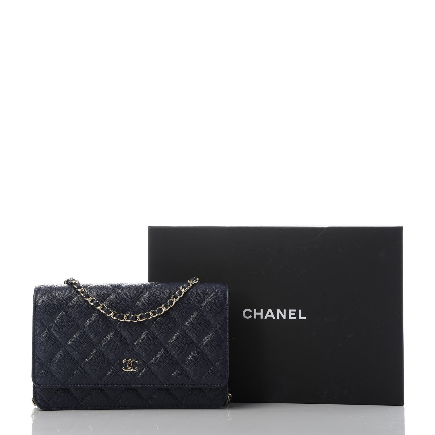Chanel Caviar Quilted Wallet On Chain WOC Navy Blue 11 of 11