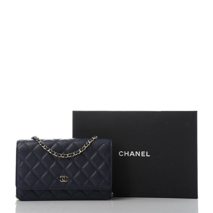 Chanel Caviar Quilted Wallet On Chain WOC Navy Blue 11 of 11