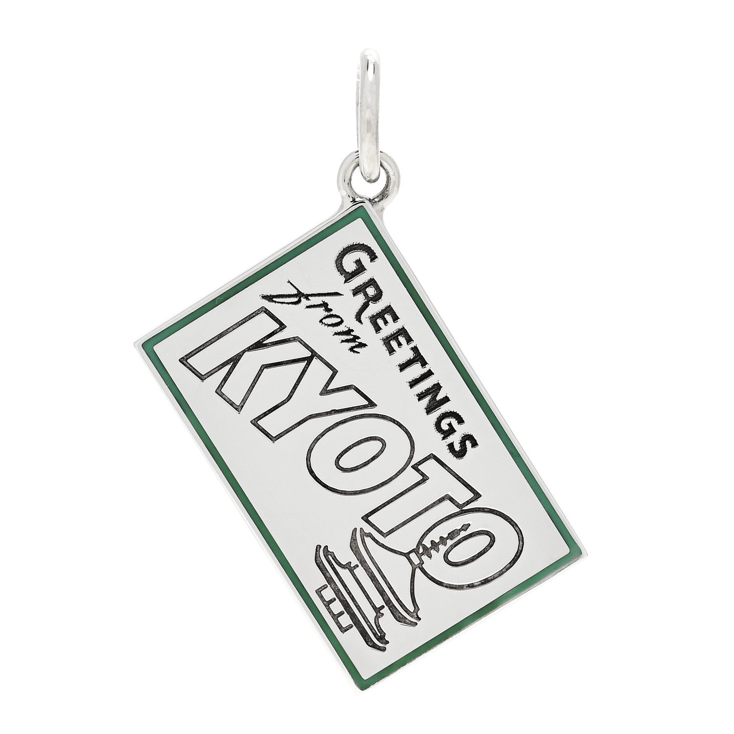 Tiffany Sterling Silver Enamel Kyoto Postcard Charm Blue 1 of 5