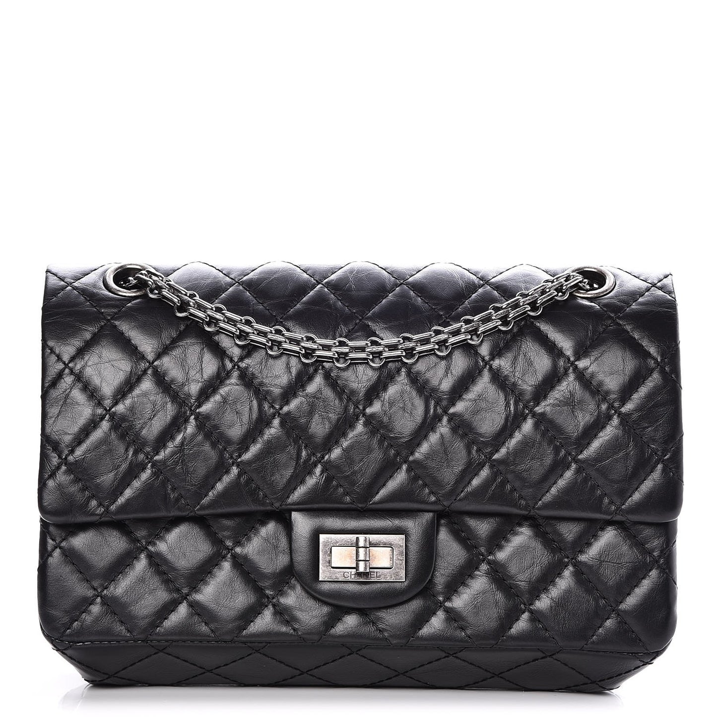 Aged Calfskin Quilted 2.55 Reissue 225 Flap Black