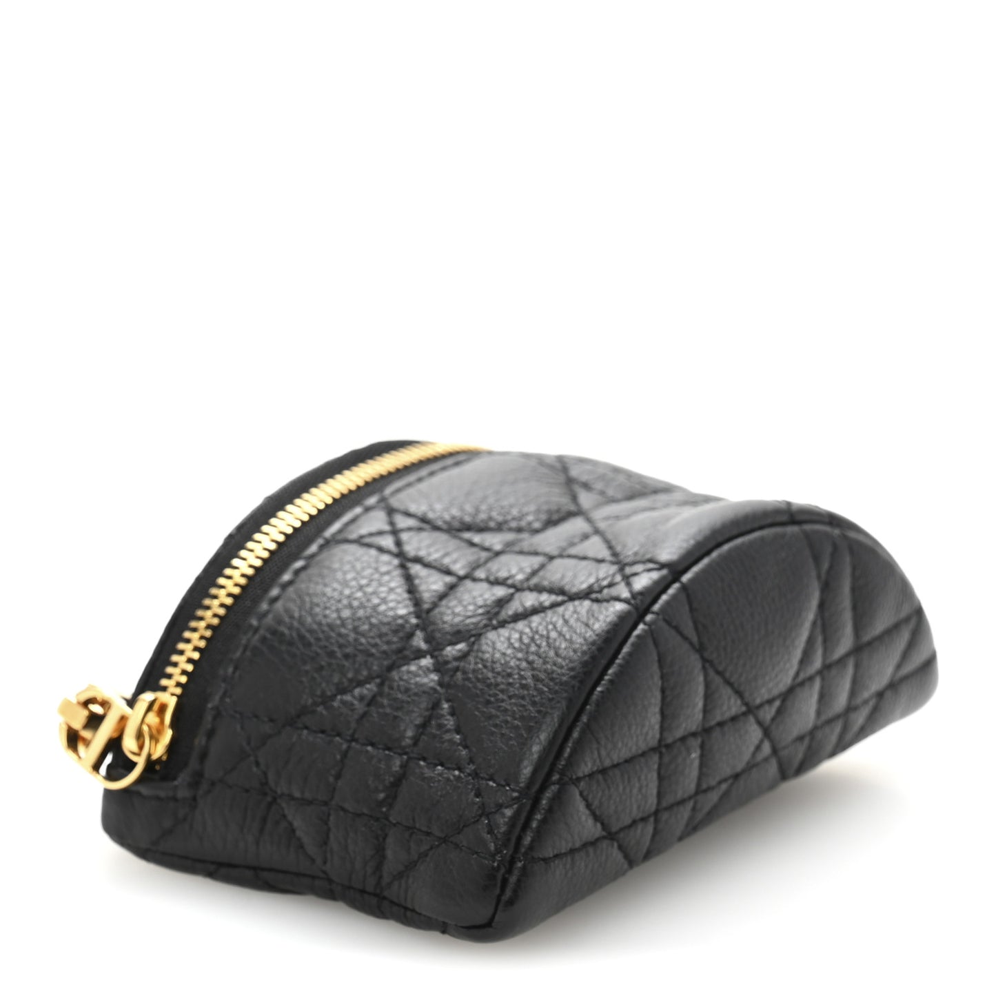 Supple Calfskin Cannage Caro Half-Moon Coin Purse Black