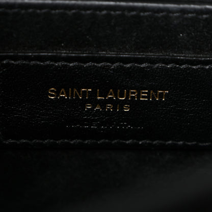 Saint Laurent Calfskin Crocodile Embossed Large Monogram Sunset Black 6 of 10