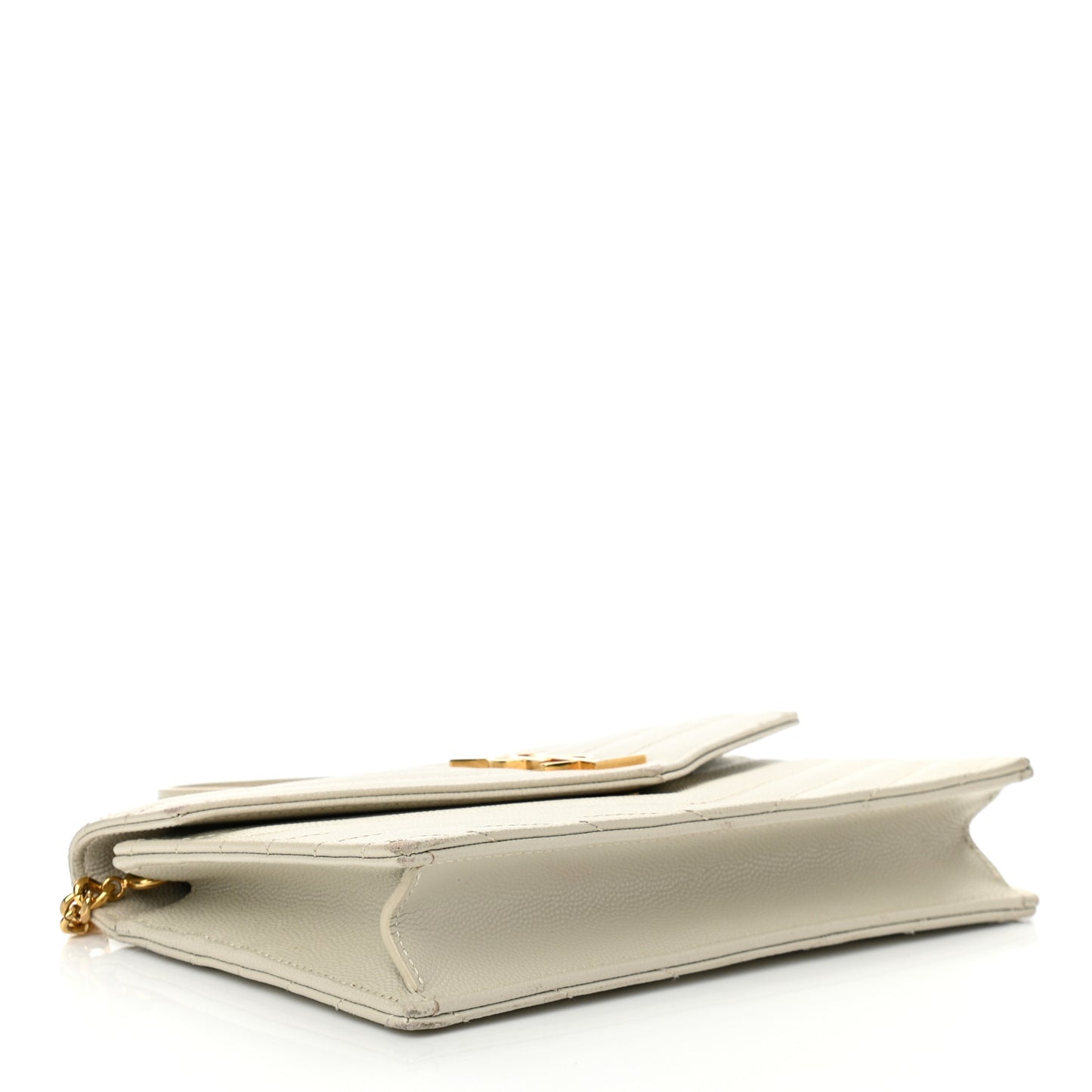 Grain De Poudre Matelasse Chevron Monogram Envelope Chain Wallet Crema Soft