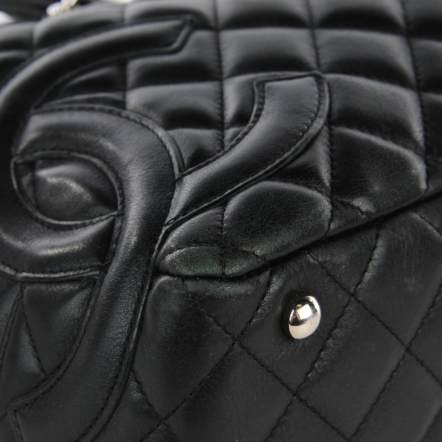 Calfskin Quilted Large Cambon Bowler Black