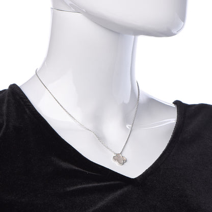Van Cleef & Arpels 18K White Gold Mother of Pearl Vintage Alhambra Pendant Necklace 2 of 7