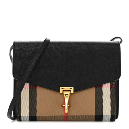 Burberry Derby Calfskin House Check Small Macken Crossbody Bag Black 1 of 12