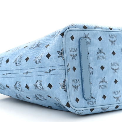 MCM Visetos Medium Anya Zip Top Shopper Tote Blue 8 of 11