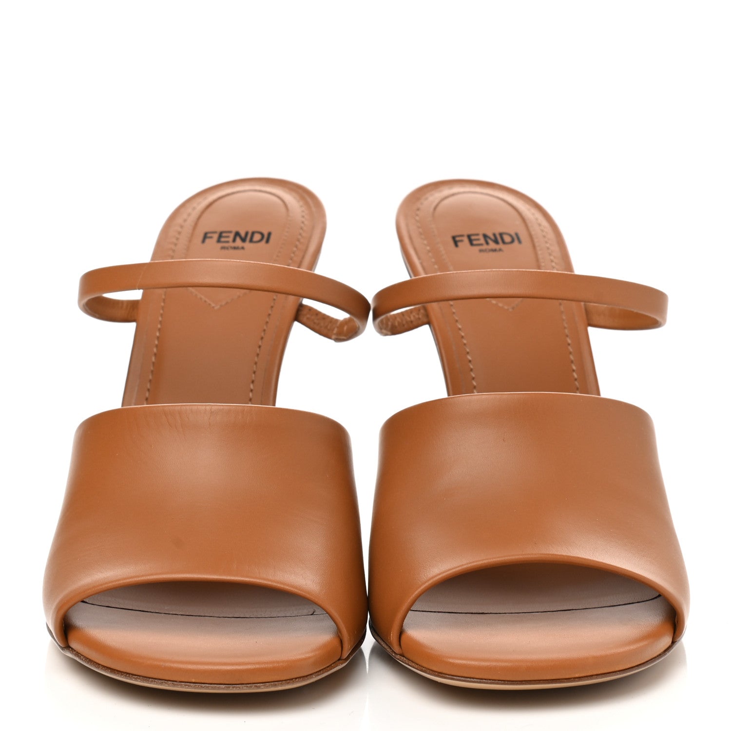 Fendi Calfskin Fendi First 95mm Slide Sandals 37.5 Caramello 2 of 16