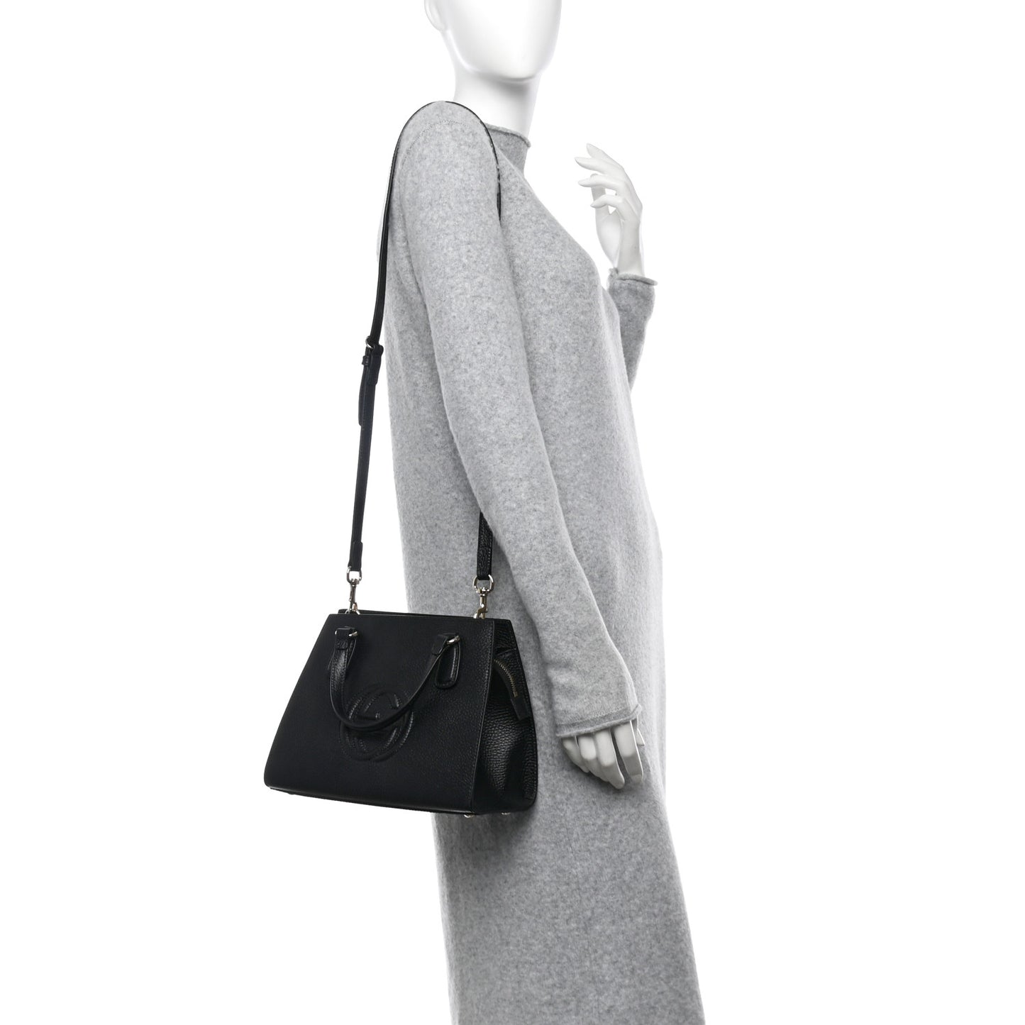 Dollar Calfskin Medium Soho Top Handle Satchel Black