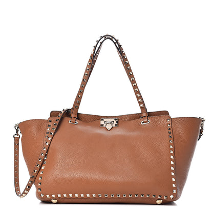 Valentino Garavani Pebbled Calfskin Medium Rockstud Tote Light Cuir 1 of 19
