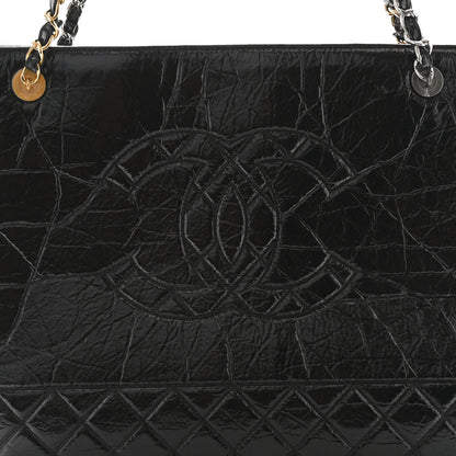 Chanel Shiny Aged Calfskin Quilted Large Shopping Bag Black 9 of 11