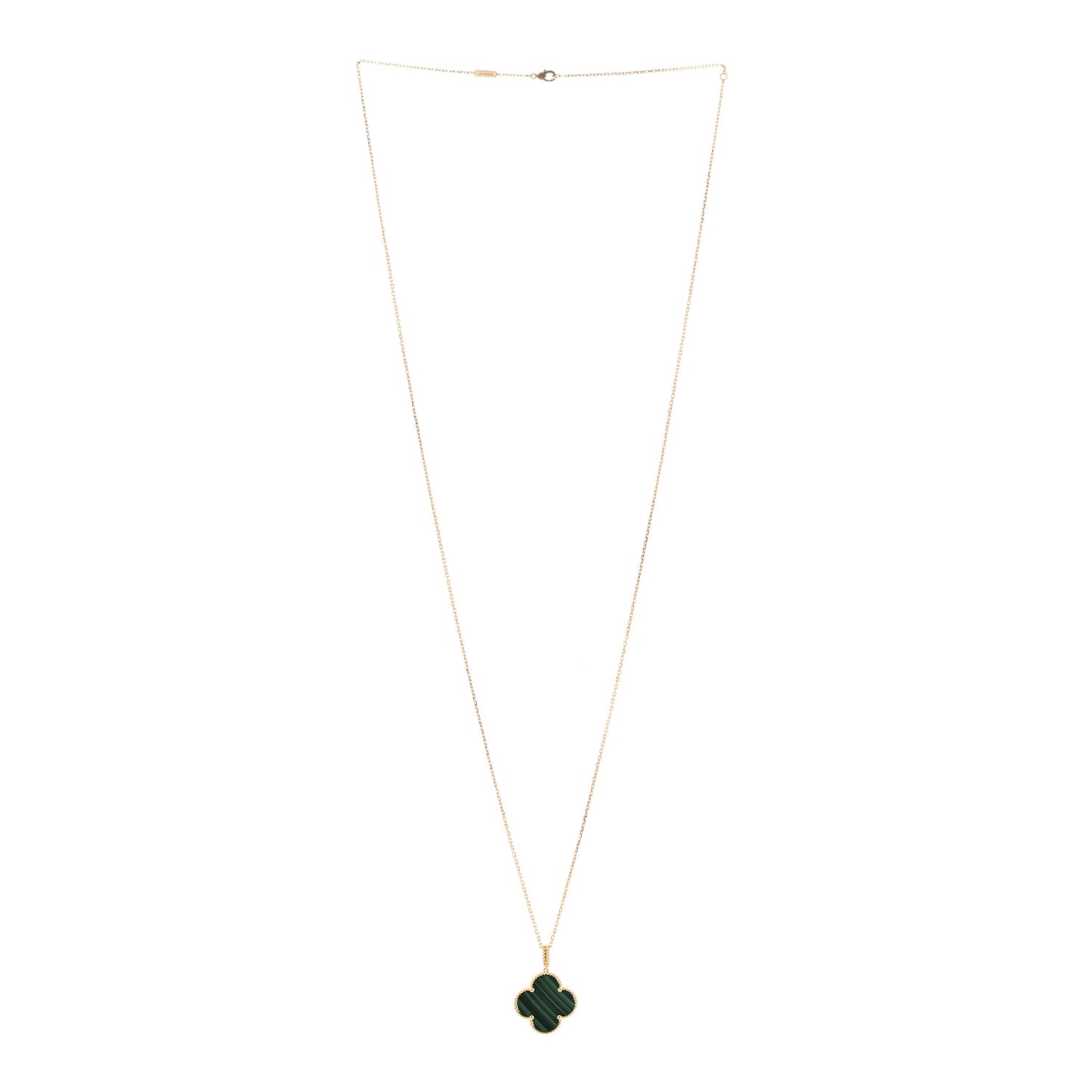 18K Yellow Gold Malachite Magic Alhambra Pendant Necklace