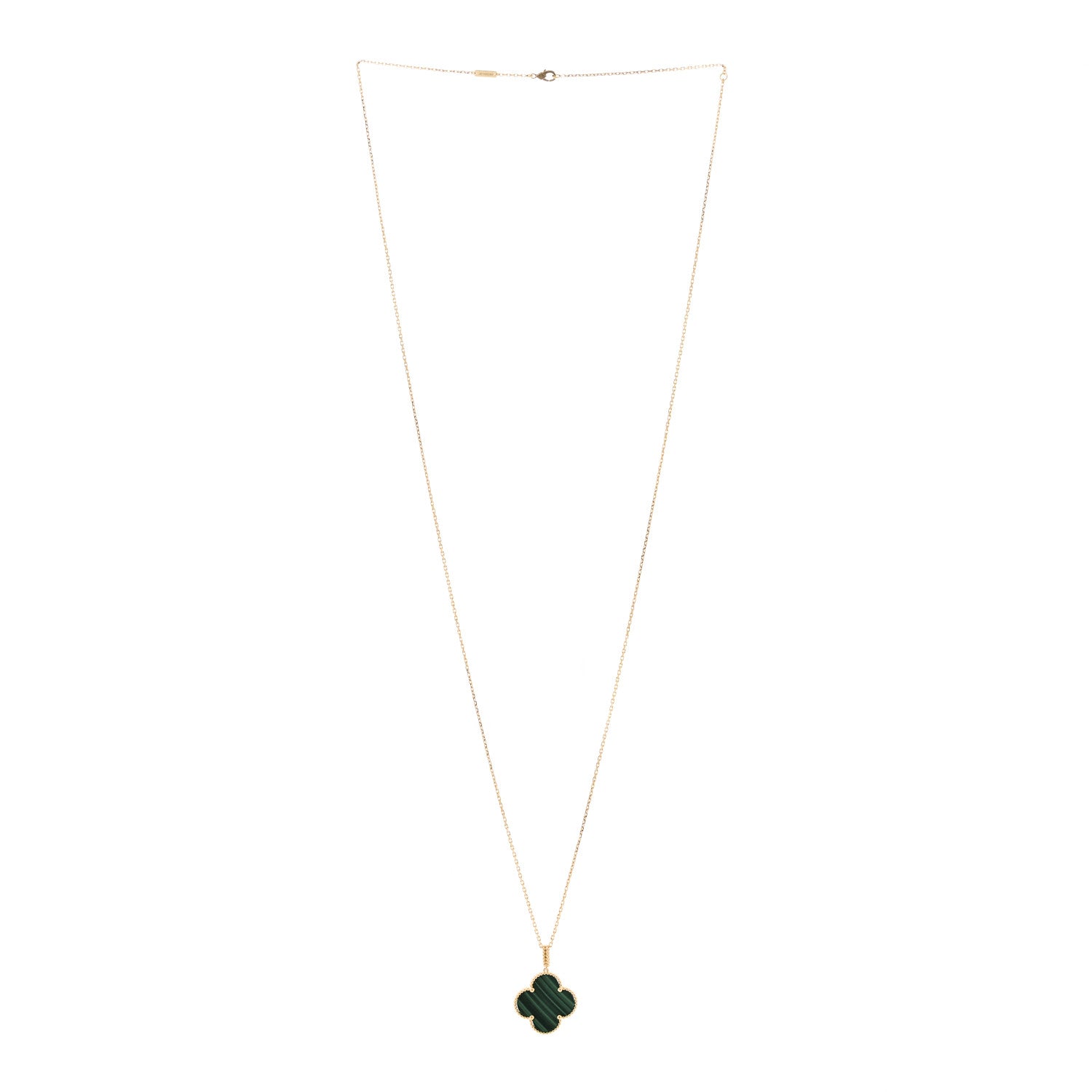 Van Cleef & Arpels 18K Yellow Gold Malachite Magic Alhambra Pendant Necklace 3 of 5