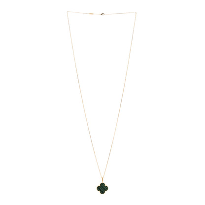 Van Cleef & Arpels 18K Yellow Gold Malachite Magic Alhambra Pendant Necklace 3 of 5