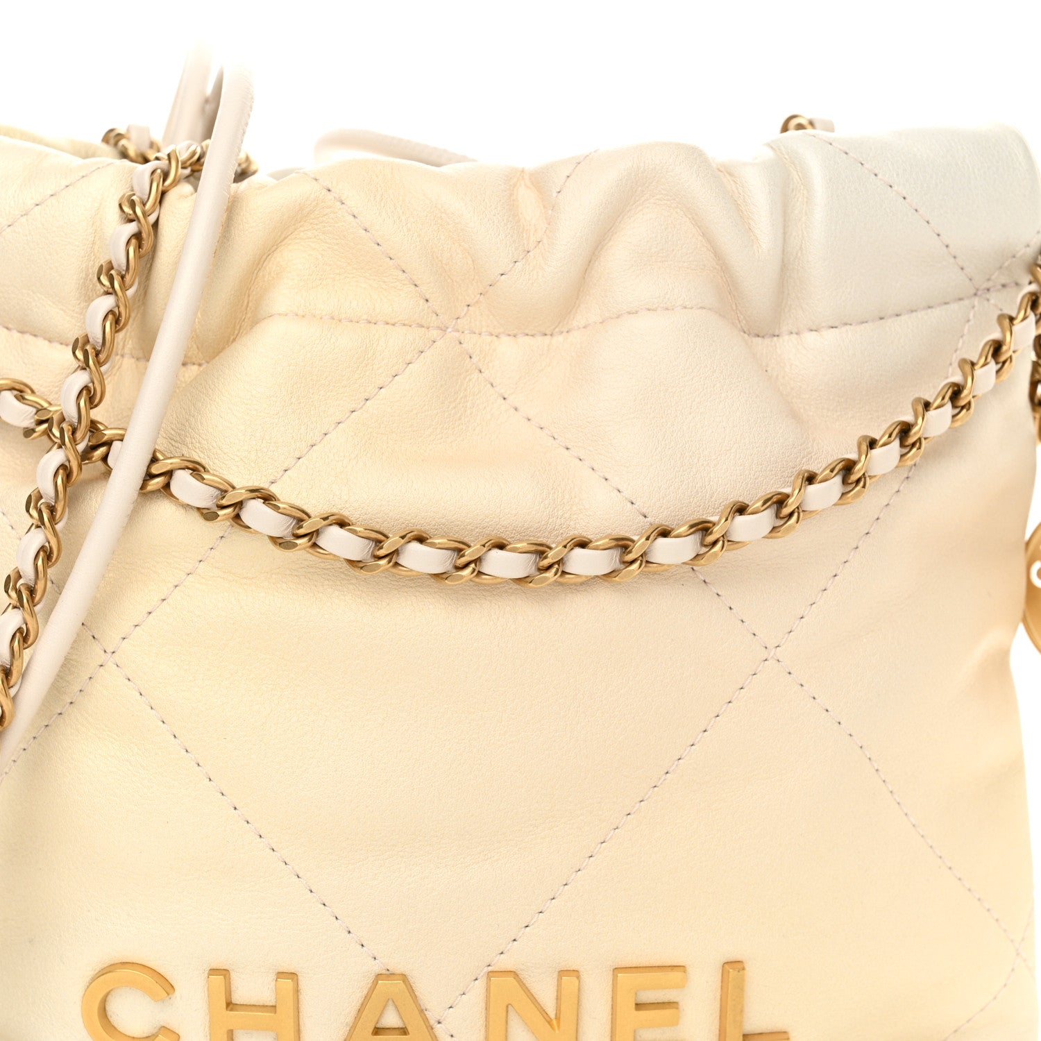 Chanel Pearly Shaded Calfskin Quilted Mini Chanel 22 Ecru Golden 8 of 10