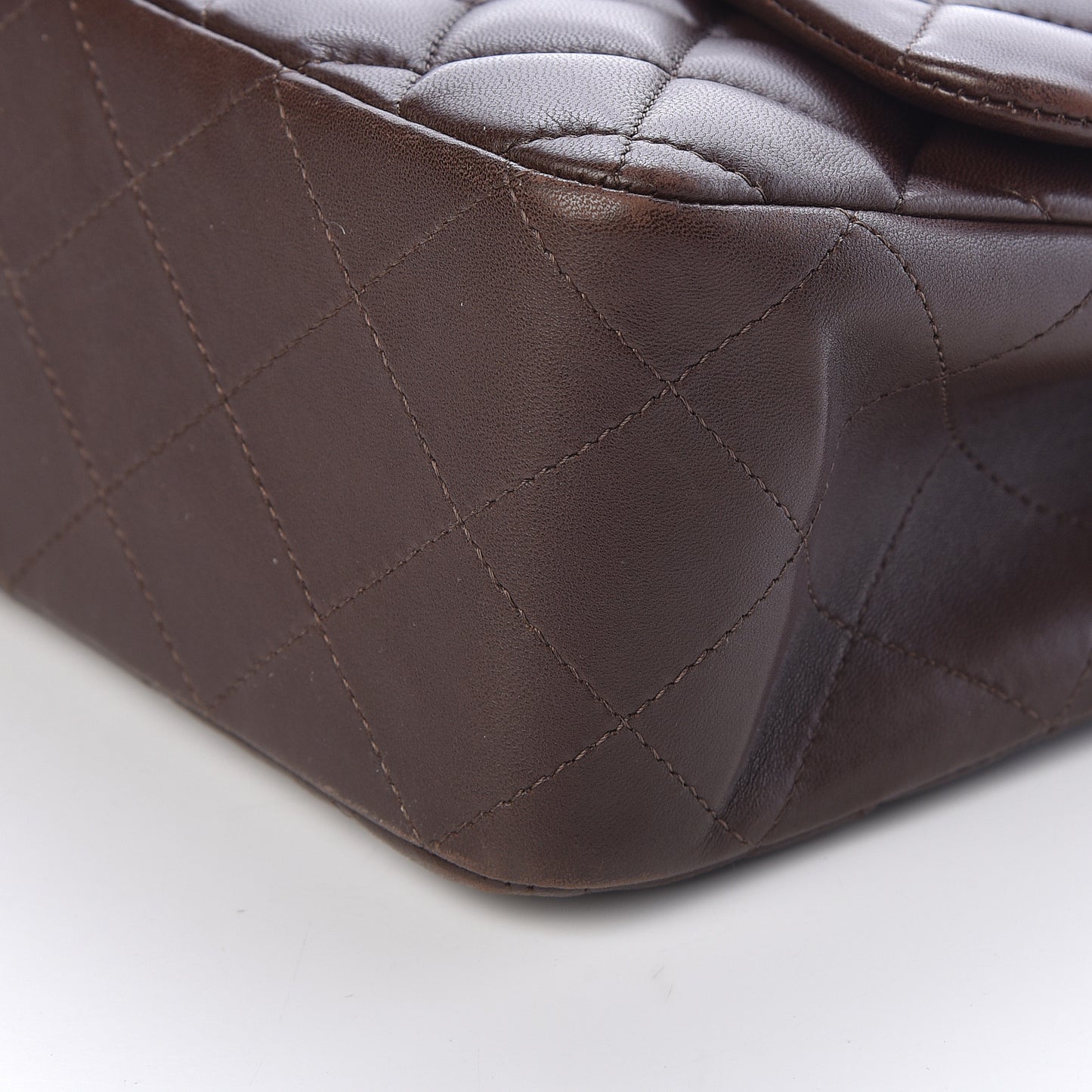 Lambskin Quilted Jumbo Single Flap Dark Brown