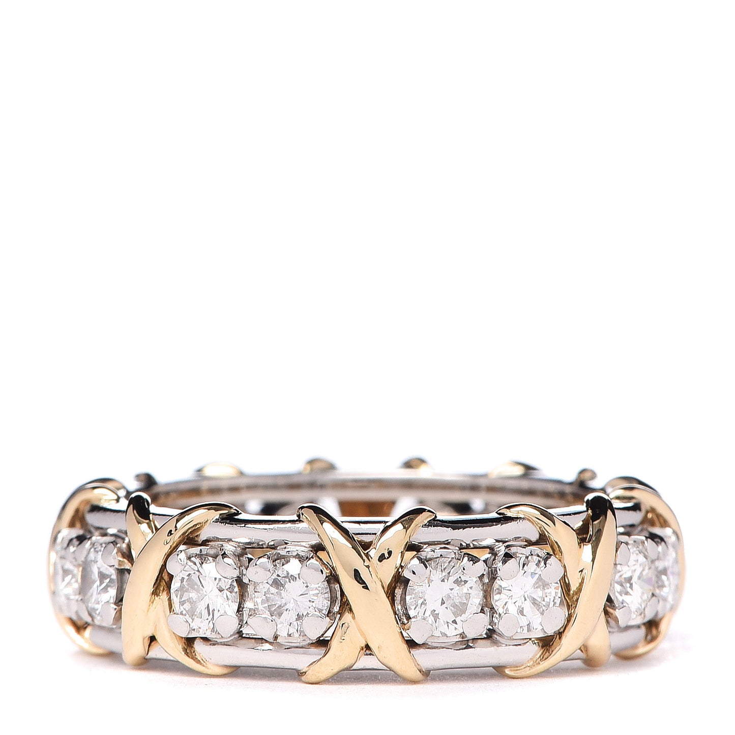 Platinum 18K Yellow Gold Diamond Schlumberger Sixteen Stone Ring 54 7