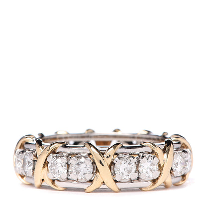 Tiffany Platinum 18K Yellow Gold Diamond Schlumberger Sixteen Stone Ring 54 7 1 of 5