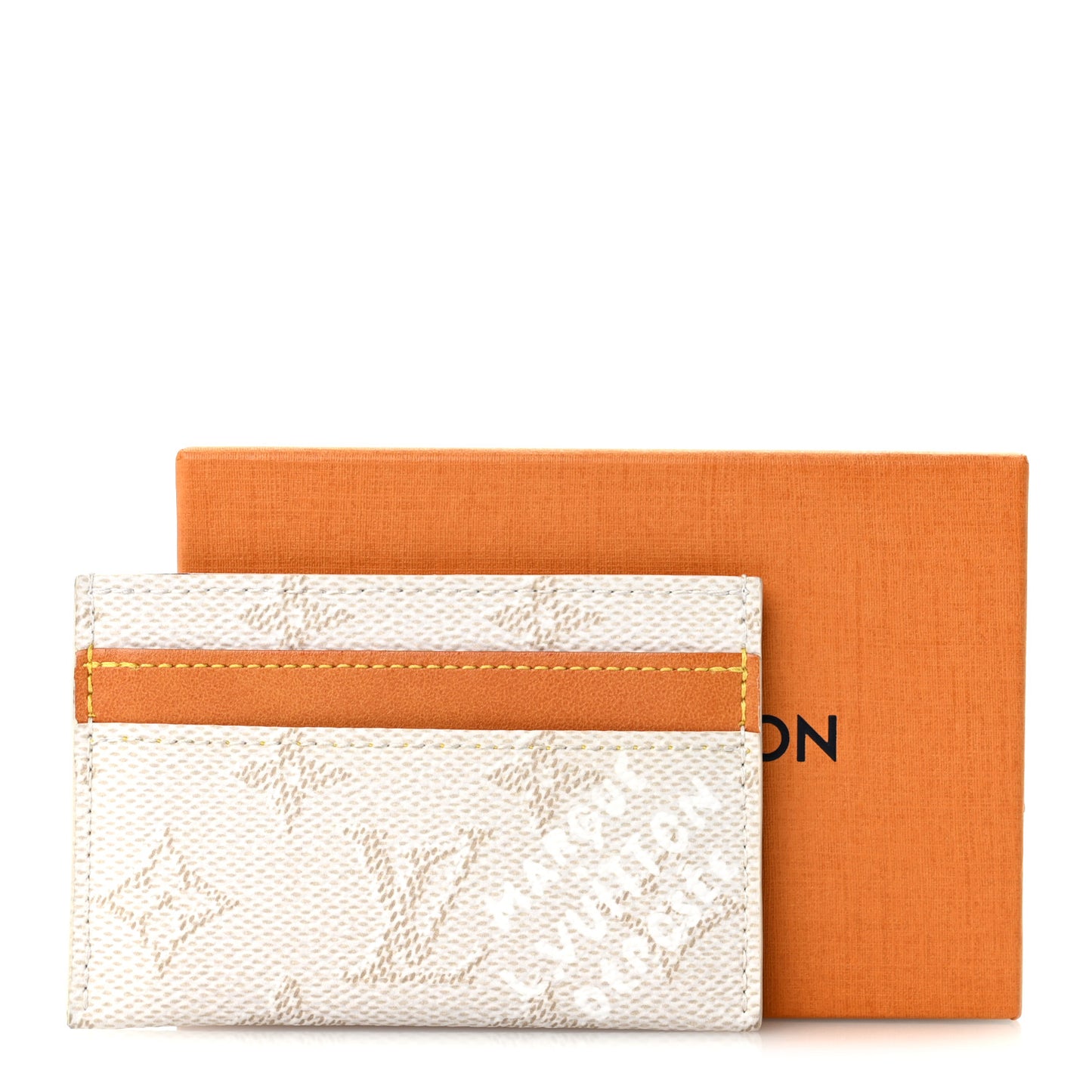 Monogram Double Card Holder White
