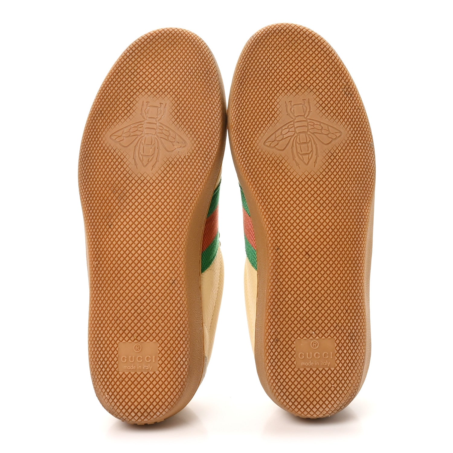 Gucci Calfskin Suede Web Womens G74 Sneakers 35 Oatmeal Burro New Mystic White 7 of 11